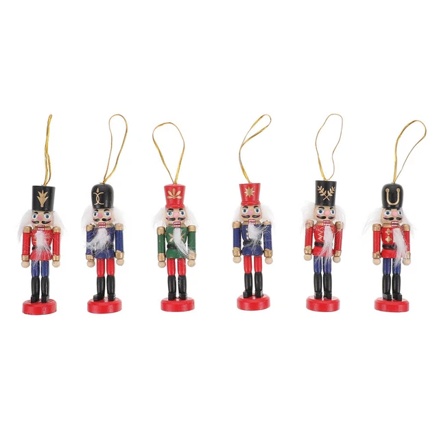 6 Pcs Christmas Nutcracker Resin Child Xmas Party Decor Ornament Figures