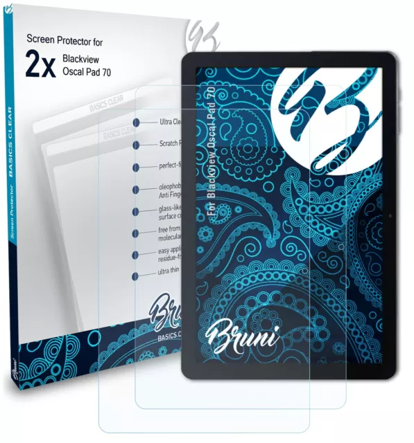 Bruni 2x Folie für Blackview Oscal Pad 70 Schutzfolie Displayschutzfolie