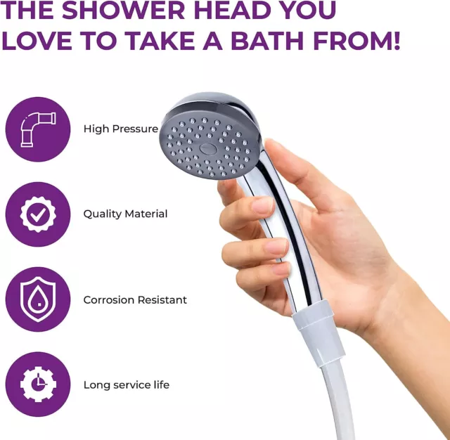 Universal Single Mode Chrome Shower Handset Head Bath Round Multi Function Mode