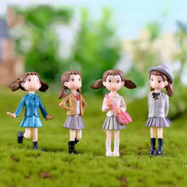 4pcs Girl Figurine Doll House Fairy Garden Decoration Cartoon Figure Miniatures