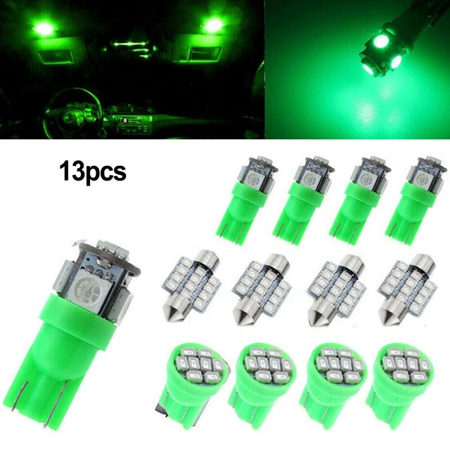 LEDs Car 13pcs/set Bulbs Green Car Parts Dome License For Car Interior