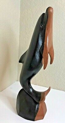 Vintage Hand Carved 2 Toned Ironwood Dolphin/Porpoise Figurine Statue 12"