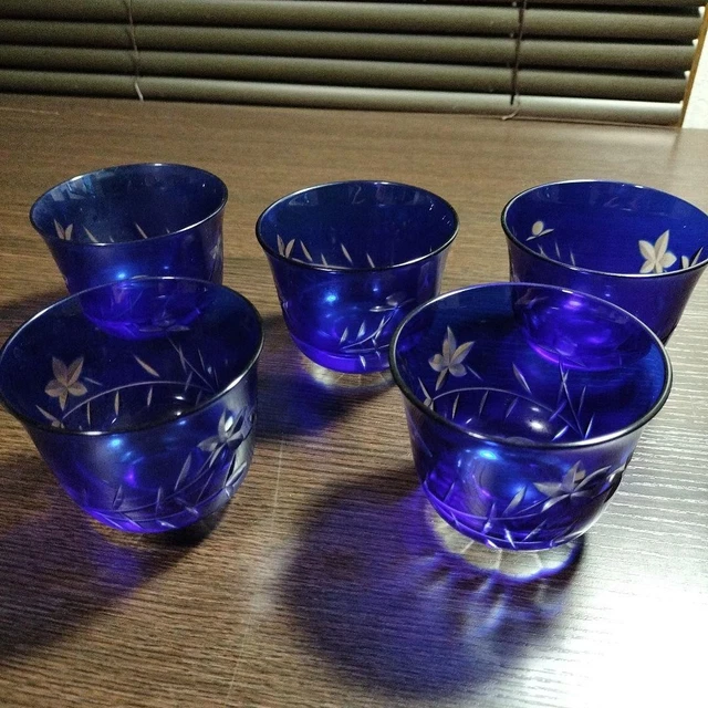 Lot de 6 verres à eau 350 ml en pâte de verre teinté transparente, Geometrie Ocean