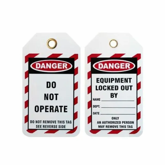 Leaderman confezione da 10 etichette di sicurezza pericolo blocco/off non funzionare LDMTAG3-10