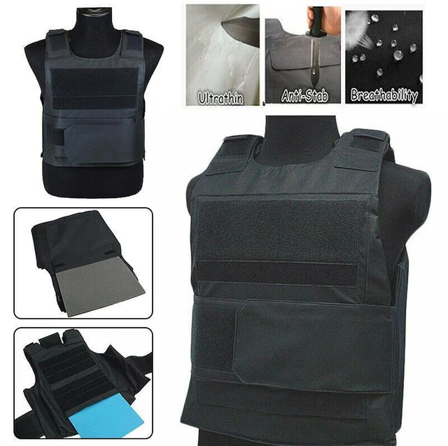 Black Anti Stab Vest Protecting Armour Body Defence Security Saft Guard Outdoor