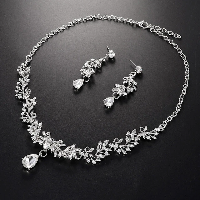 Set Gioielli Matrimonio Goccia d'Acqua Cristallo Goccia d'Acqua Strass Collana Earri-OY SC