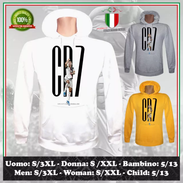 Felpa Cr7 Ispirata Cristiano Ronaldo Juve Calcio 2023 Uomo Donna Bambino Hoodie