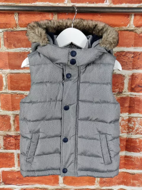 Girls F&F Grey Padded Jacket Gilet Bodywarmer Age 2-3 Years Puffer Hood 98Cm