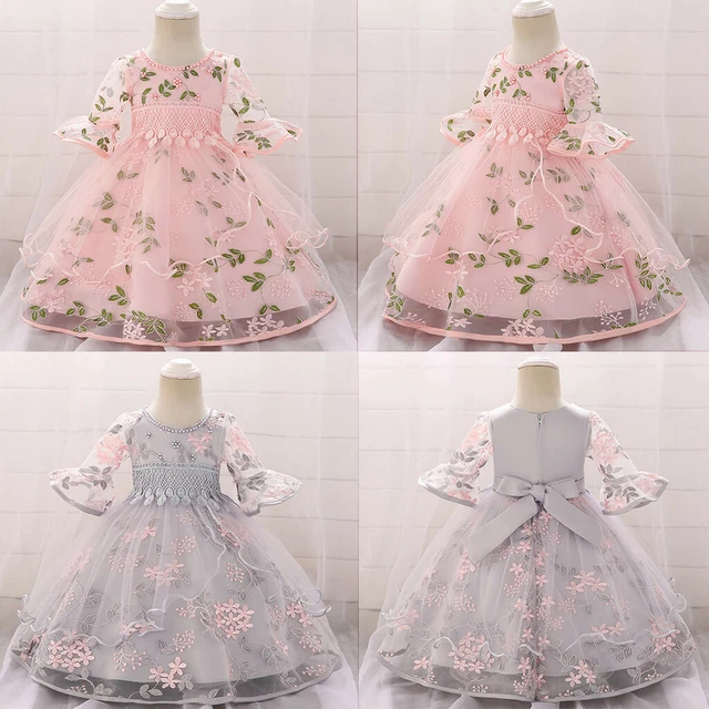 Floral Girls Lace Princess Bridesmaid Pageant Gown Birthday Party Wedding Dress
