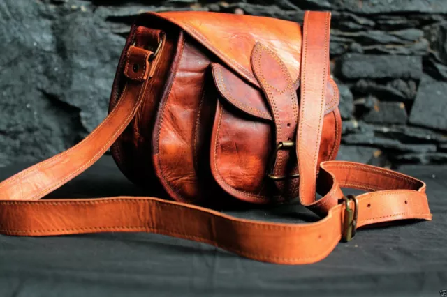 Handmade Designer Real Leather Satchel Saddle Bag Retro Rustic Vintage Leather