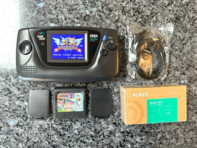 Sega Game Gear - Recapped, IPS LCD Screen Upgrade, Glass Lens, Clean Shell +more