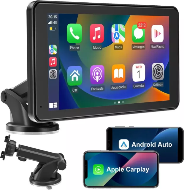 Wireless Apple CarPlay 7" Android Auto Tragbar Touchscreen Autoradio Bluetooth