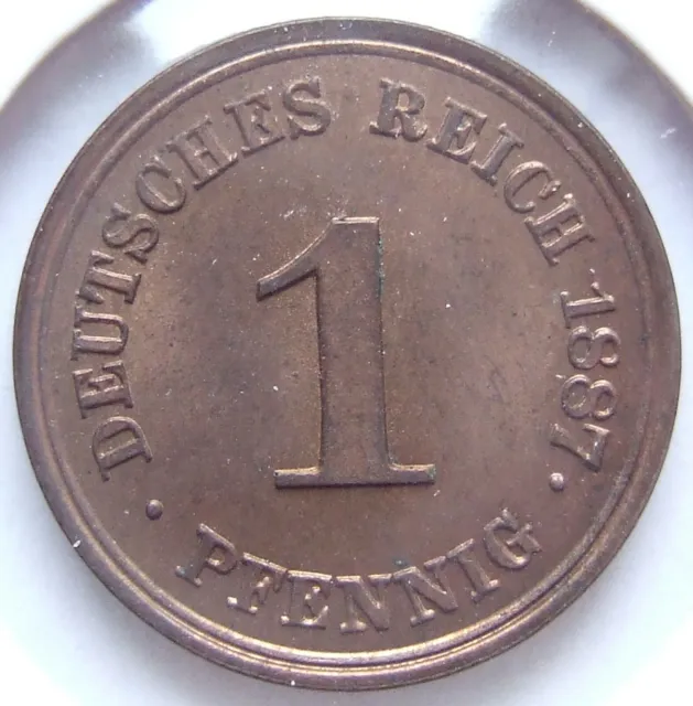 Moneta Reich Tedesco Impero Tedesco 1 Pfennig 1887 E IN Brillant uncirculated