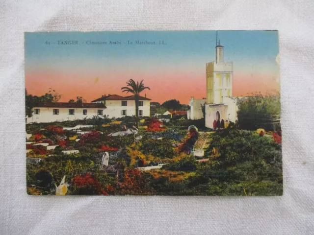 Cpa Africa Morocco Tanger Arab Cemetery Le Marabout
