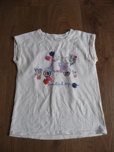 T-shirt bambina John Lewis 100% cotone dettaglio paillettes età 10 anni