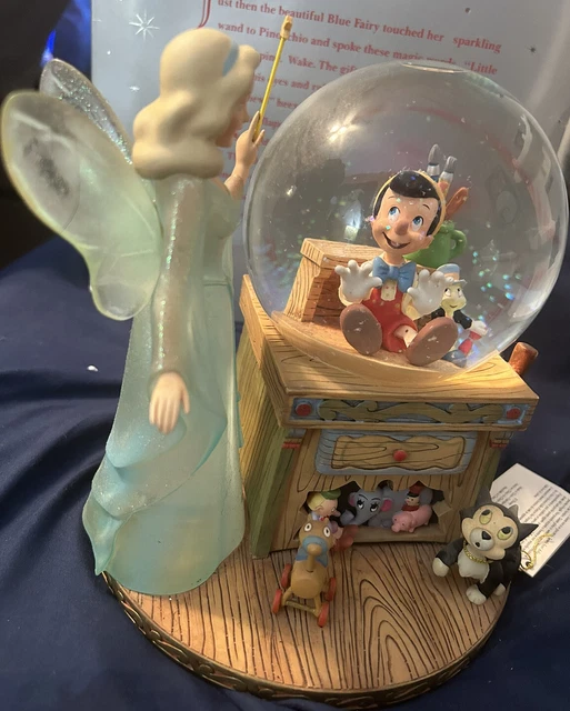VINTAGE DISNEY Pinocchio And The Blue Fairy Snow Globe Music Box