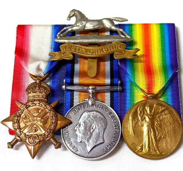 Wounded 1915 Neuve Chapelle WW1 medals West Yorkshire Regiment army 9407 Watson