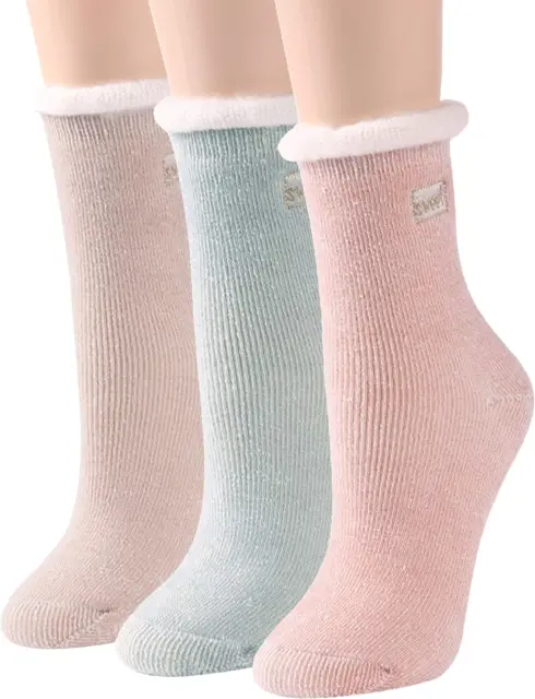 Womens Thermal Socks, Soft Warm Winter Crew Socks Lined Insulated Thick Heat Soc