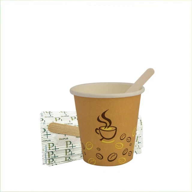 500 Palette Caffè In Legno Di Betulla - 140mm, Incartate, Per Bar E Ristoranti - Foto 3