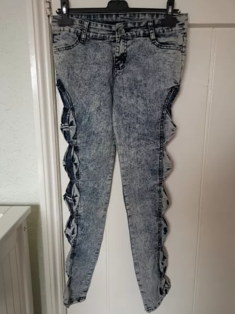 Bow side cut out blue denim skinny jeans size M