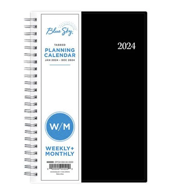 BLUE SKY 2024 Tabbed Planning Calendar Weekly + Monthly Navy Blue New