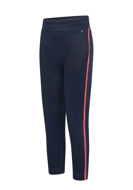 TOMMY HILFIGER Ragazze Logo Navy Jogger Leggings Pantaloni Track Età 14 Anni