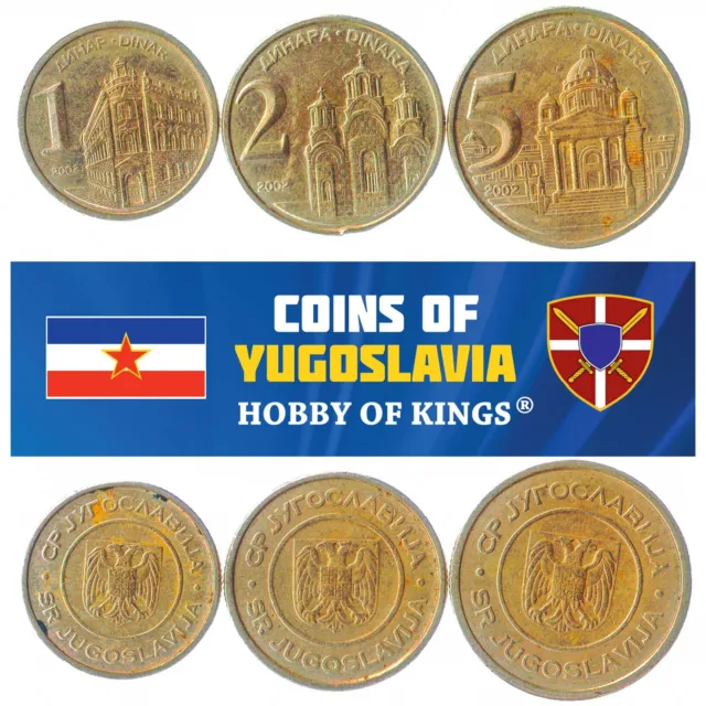 Yugoslav 3 Coin Set 1 2 5 Dinara | Gračanica Monastery | 2000 - 2002