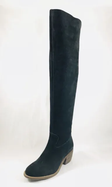Lucky Brand Khlonn Womens Round Toe Leather Black Over the Knee Boot Size 6