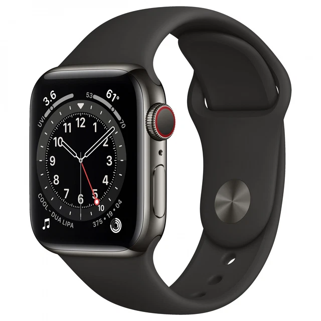 Apple Watch Series 6 Edelstahl 40mm OLED Touchscreen Graphit Schwarz Refurbished