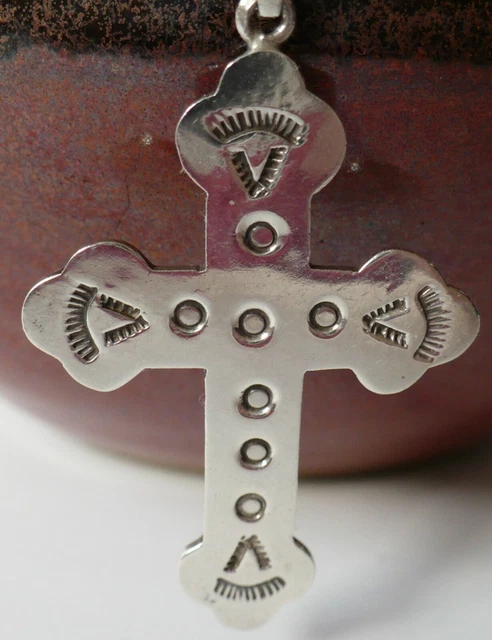 Taxco Sterling Silver Stamped Rustic Cross Tc215 & Italian Ss Chain Included!
