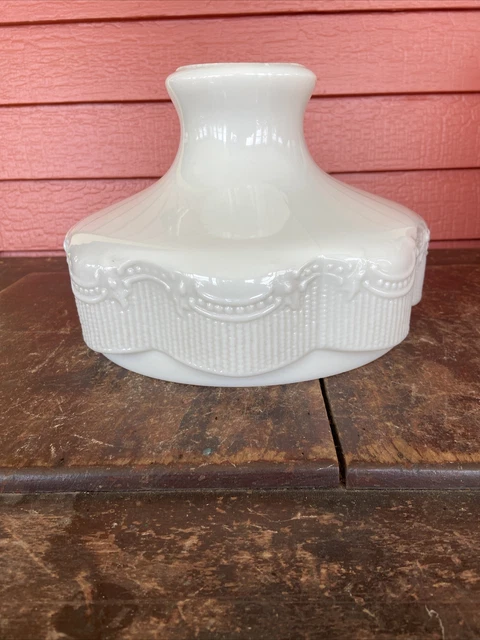 VINTAGE Heavy 10" ALADDIN 201 OIL LAMP SHADE MILK GLASS DRAPE DESIGN Coleman