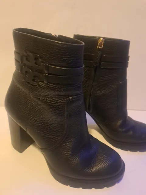 Tory Burch Leigh 90MM Lug Sole Bootie Black size 7