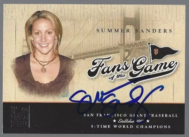 IP auto signed 2004 Donruss Elite Fans of the Game #203FG-3 Summer Sanders card