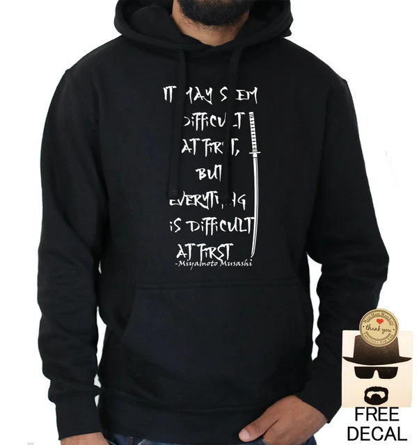 Miyamoto Musashi Hoodie Japanese Samurai Quote Kanji Sword Japan Men's Jumper