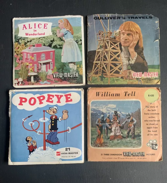 View-Master Discs ~ Popeye, Alice im Wunderland, Gullivers Reisen, William Tell