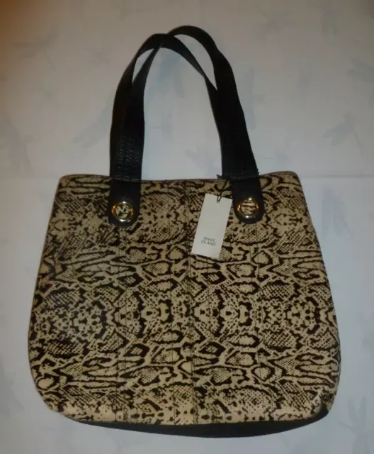 Shopper/borsa a mano nuova con etichette da donna River Island nera/stampa animale in pelle £36