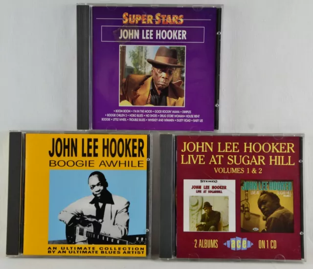 JOHN LEE HOOKER - Boogie Awhile / Live At Sugar Hill / Super Stars - 3 * CD