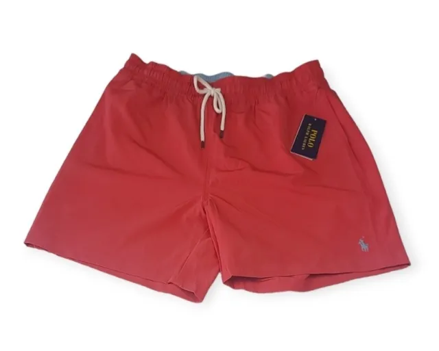$75 Polo Ralph Lauren Men's Traveler Solid Swim Trunks Polyester Red size M
