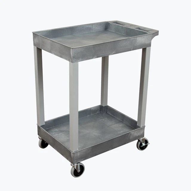 Luxor SEC11-G 24 x 18 Plastic Utility Tub Cart - Two Shelf-Gray