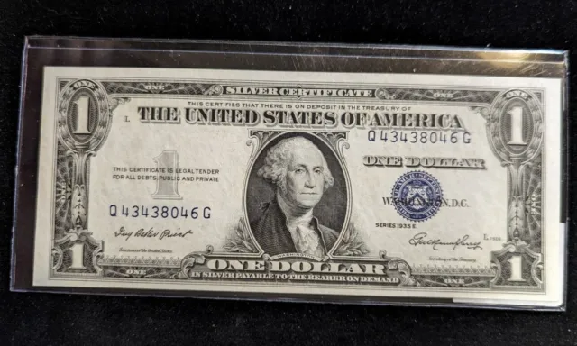 Series 1935 E Blue Seal One Dollar Silver Certificate Note (Bu+)