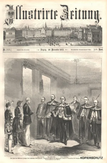 "Feier Ehejubiläum d.sächs.Königspaares Amalie+Johann"Universität Holzstich 1872