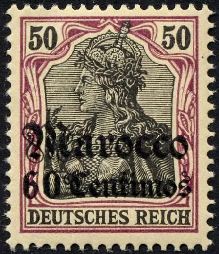 DP MAROKKO 28 **, 1905, 60 C. auf 50 Pf., ohne Wz., gepr. Bothe, Mi. 70.-