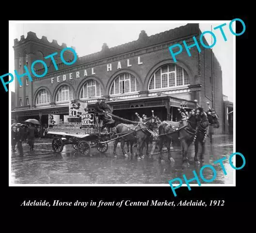 OLD LARGE HISTORICAL PHOTO OF ADELAIDE SA, CENTRAL MARKET BUILDINGS c1912