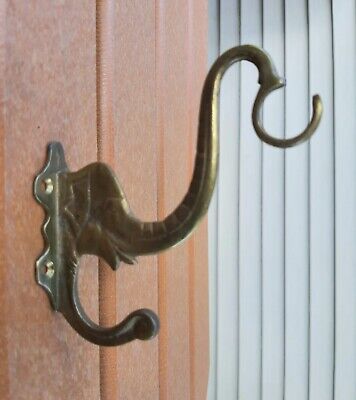 Elephant Coat Hook or Wall Plant Hanger Vintage Brass Figural Stamped India