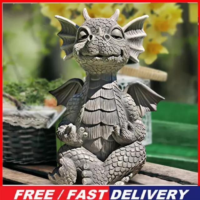 Cute Garden Dragon Statue Meditation Dragon Figurine for Patio (Meditation)