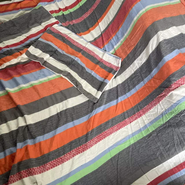 Habitat Cotton Linen Double Bed Set Multi Colour Stripes