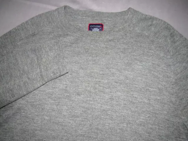 Men's UNTUCKit Wool/Cashmere Light Weight Gray Crew Neck Sweater Large