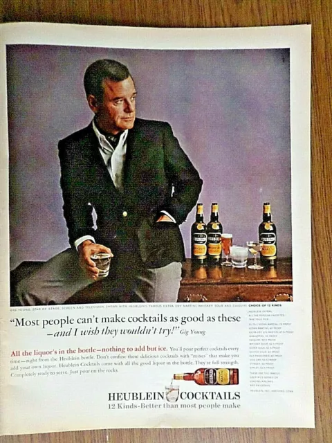 1965 Heublein Cocktails Ad Gig Young Star of Stage Screen & Television