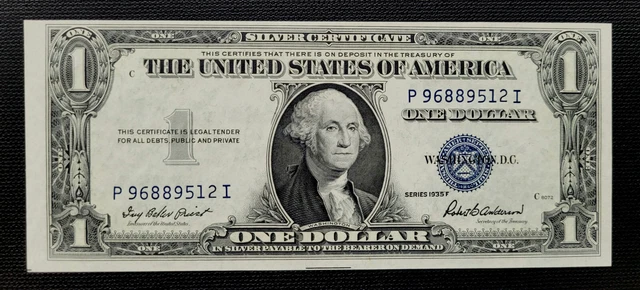 1935F $1 PI BLOCK Silver Certificate Almost Uncirculated Fr. 1615 P/I Block AUNC