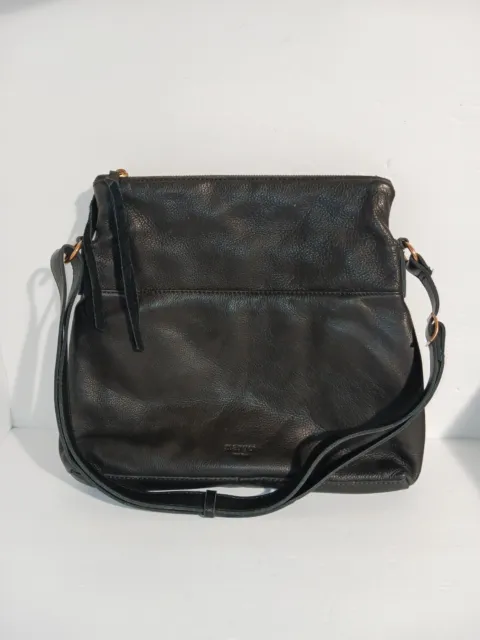 MARGOT New York Soft  Black Leather Crossbody Bag Purse